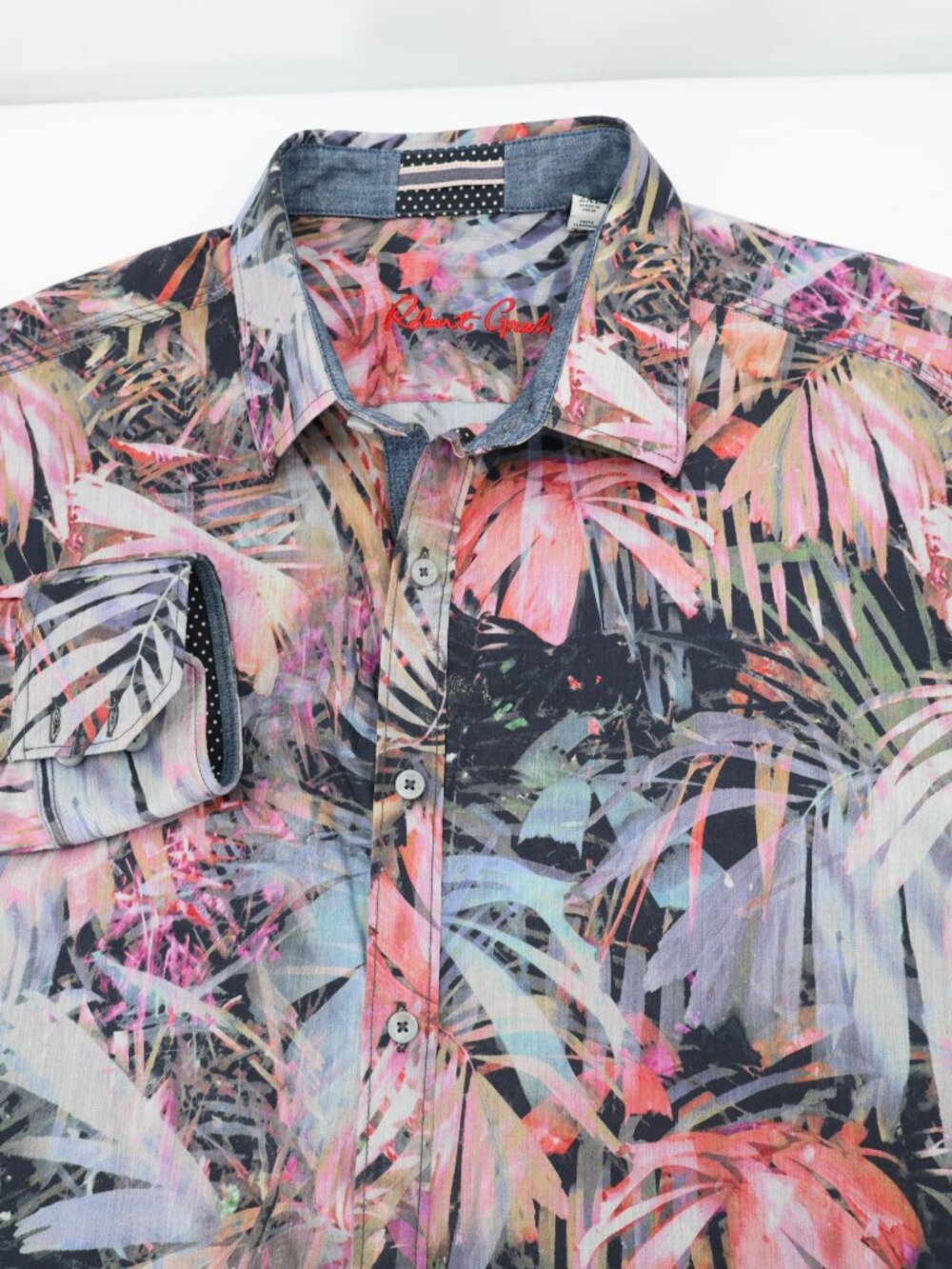 Robert Graham Shirt Mens XL/2XL Classic Fit Desperado Leaf Print Flip Cuff sport
